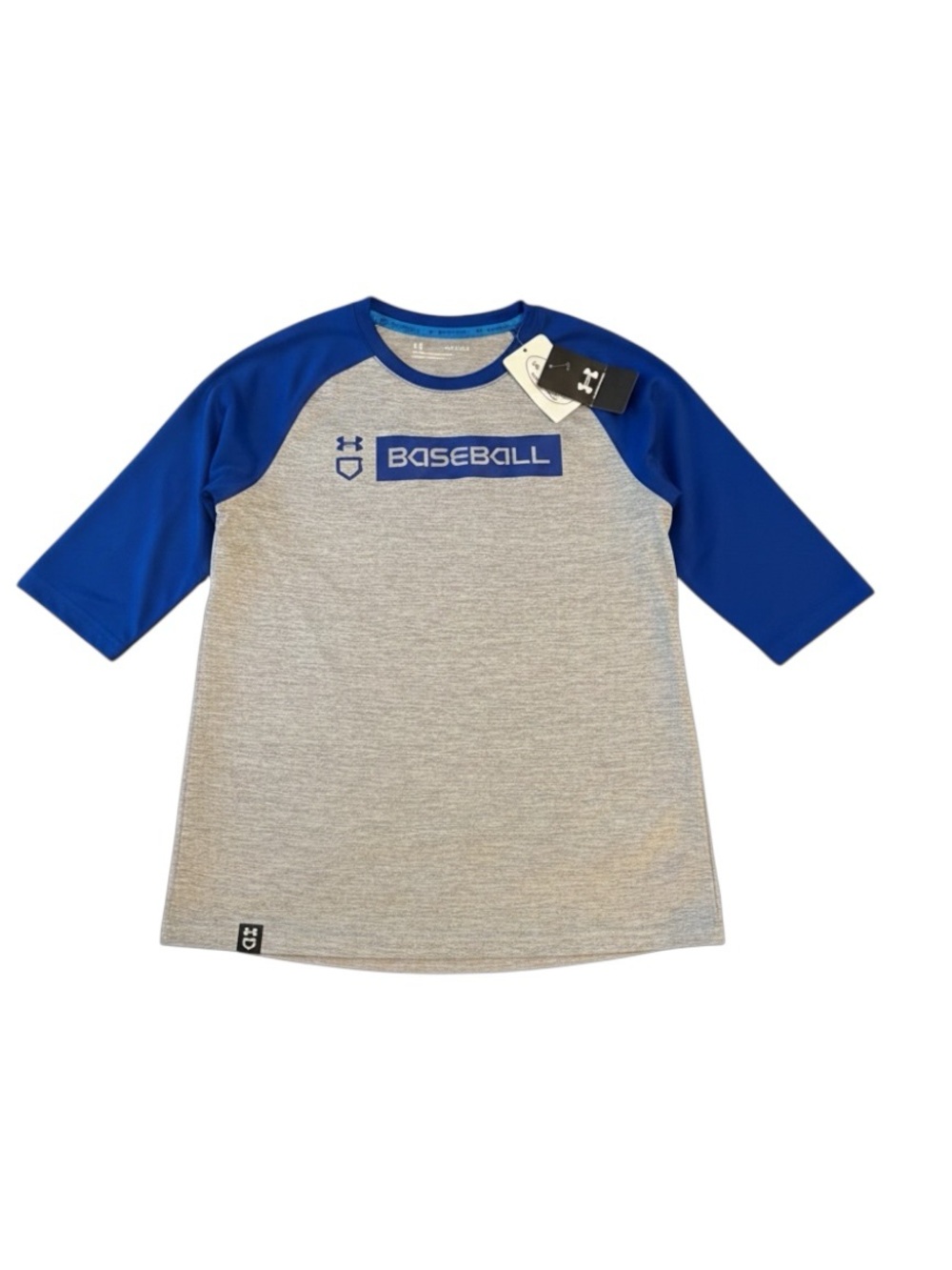 Under Armour Gray & Blue Baseball Raglan Tee for Kids YL